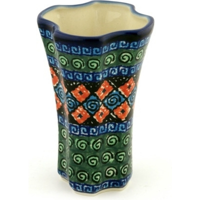 Polish Pottery Vase 5&quot; Harlequin UNIKAT