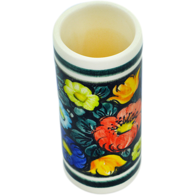 Faience Vase 5&quot; Little Flower Patch Black