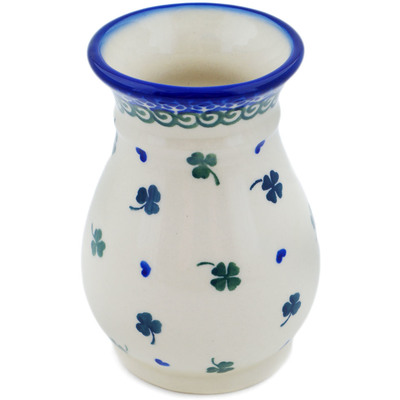 Polish Pottery Vase 5&quot; Lucky Clovers