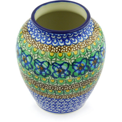 Polish Pottery Vase 5&quot; Mardi Gra UNIKAT