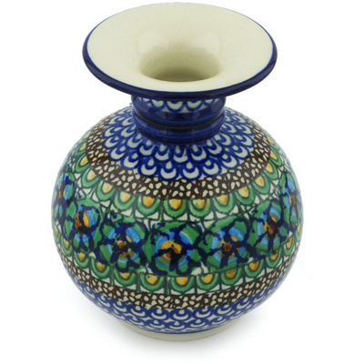 Polish Pottery Vase 5&quot; Mardi Gras UNIKAT