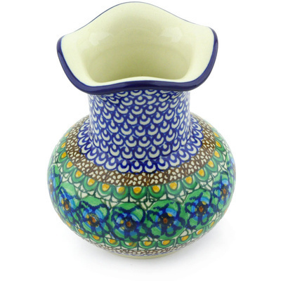 Polish Pottery Vase 5&quot; Mardi Gras UNIKAT