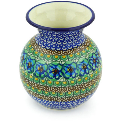 Polish Pottery Vase 5&quot; Mardi Gras UNIKAT