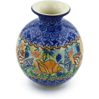 Polish Pottery Vase 5&quot; Ocean Whisper UNIKAT