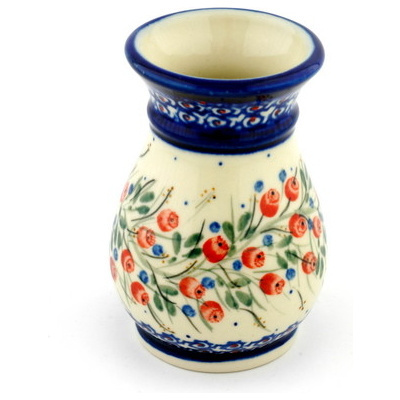 Polish Pottery Vase 5&quot; Patriotic Blooms UNIKAT