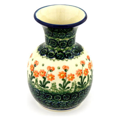 Polish Pottery Vase 5&quot; Peach Spring Daisy
