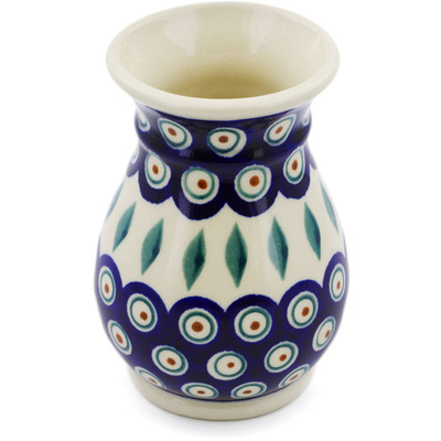 Polish Pottery Vase 5&quot; Peacock