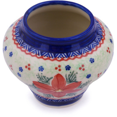 Polish Pottery Vase 5&quot; Poinsettia UNIKAT