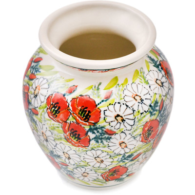 Polish Pottery Vase 5&quot; Poppy-go-round UNIKAT