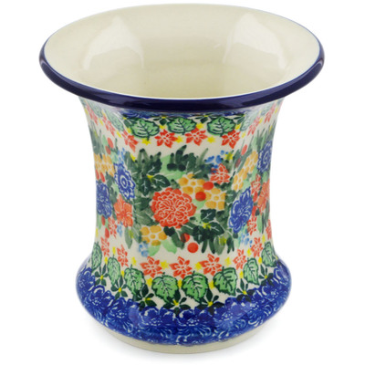 Polish Pottery Vase 5&quot; Red Bouquet UNIKAT