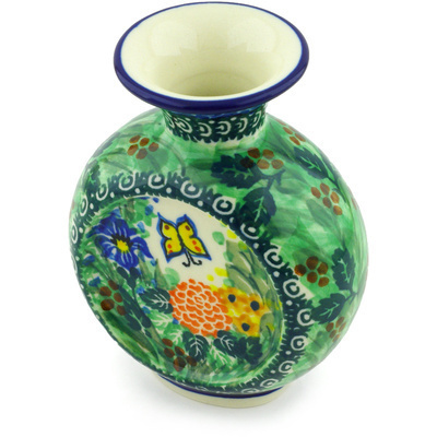 Polish Pottery Vase 5&quot; Spring Garden UNIKAT