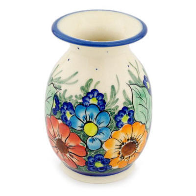Polish Pottery Vase 5&quot; Summertime Blues UNIKAT