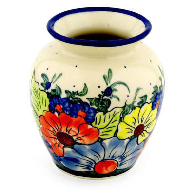 Polish Pottery Vase 5&quot; Summertime Blues UNIKAT