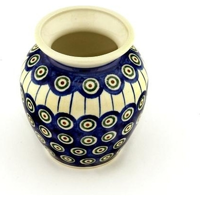 Polish Pottery Vase 5&quot; Traditional Peacock