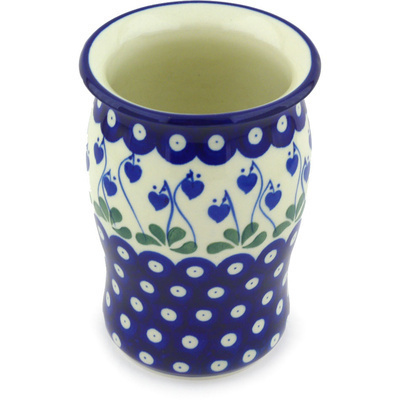 Polish Pottery Vase 6&quot; Bleeding Heart Peacock