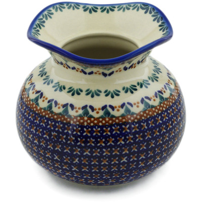 Polish Pottery Vase 6&quot; Blue Cress