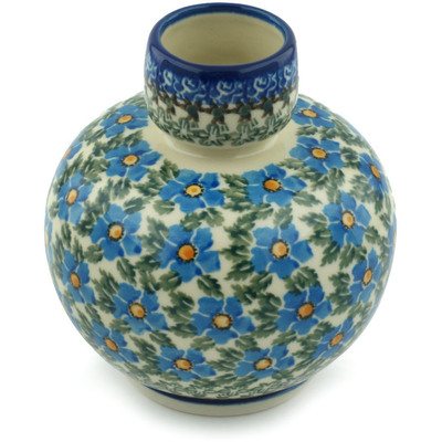 Polish Pottery Vase 6&quot; Blue Daisy Dream UNIKAT