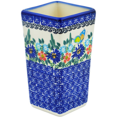 Polish Pottery Vase 6&quot; Butterfly Flower Bed UNIKAT