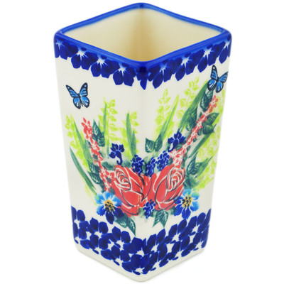 Polish Pottery Vase 6&quot; Butterfly Rush UNIKAT