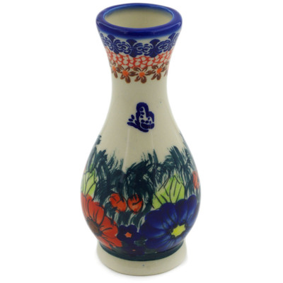 Polish Pottery Vase 6&quot; Butterfly Splendor