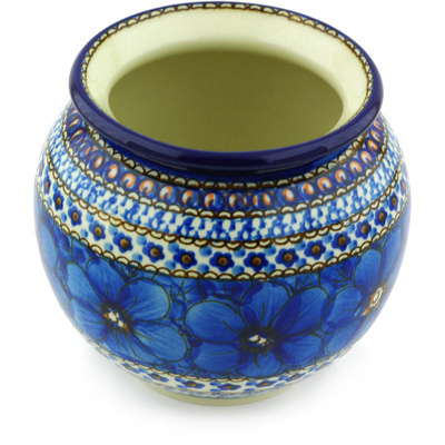 Polish Pottery Vase 6&quot; Cobalt Poppies UNIKAT