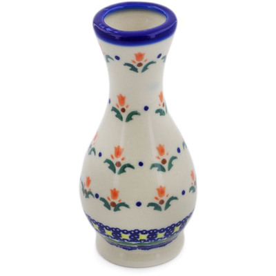 Polish Pottery Vase 6&quot; Cocentric Tulips