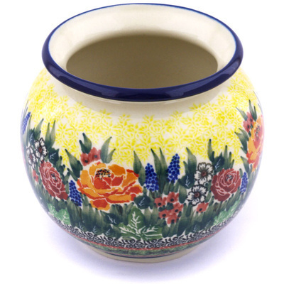 Polish Pottery Vase 6&quot; Copper Rose Meadow UNIKAT