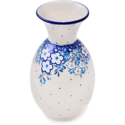 Polish Pottery Vase 6&quot; Floral Animation UNIKAT