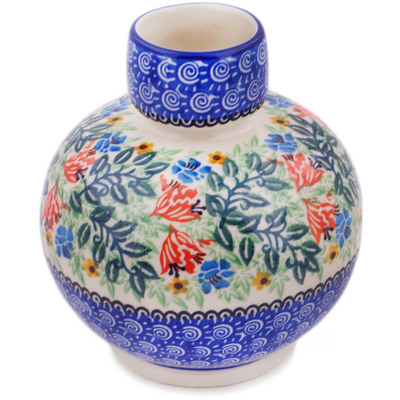 Polish Pottery Vase 6&quot; Peach Fan Fare UNIKAT