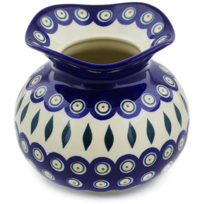 Polish Pottery Vase 6&quot; Peacock