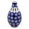 Polish Pottery Vase 6&quot; Peacock Leaves