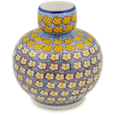 Polish Pottery Vase 6&quot; Popcorn Daisies UNIKAT