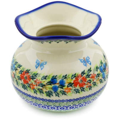 Polish Pottery Vase 6&quot; Ring Of Flowers UNIKAT
