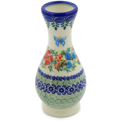 Polish Pottery Vase 6&quot; Ring Of Flowers UNIKAT