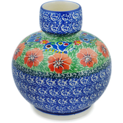 Polish Pottery Vase 6&quot; Ring Of Flowers UNIKAT