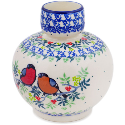 Polish Pottery Vase 6&quot; Robin &amp; Wren UNIKAT