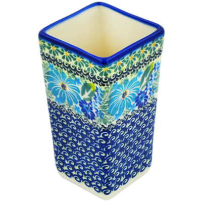 Polish Pottery Vase 6&quot; Soft Blue Petals UNIKAT