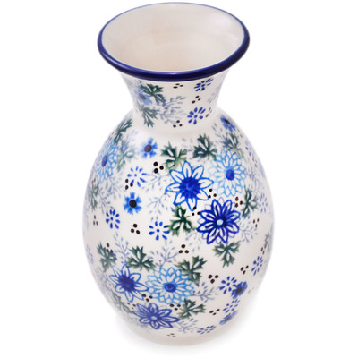 Polish Pottery Vase 6&quot; Soft Starry Flowers UNIKAT