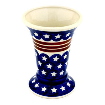 Polish Pottery Vase 6&quot; Stars And Stripes