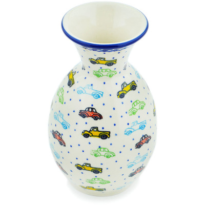Polish Pottery Vase 6&quot; Traffic Jam