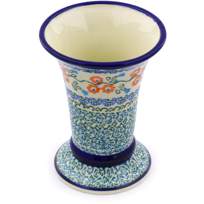 Polish Pottery Vase 6&quot; Tulip Vines