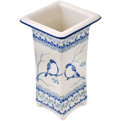 Polish Pottery Vase 6&quot; Waiting Birds UNIKAT