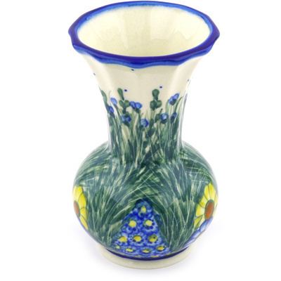 Polish Pottery Vase 6&quot; Wildflower Meadow