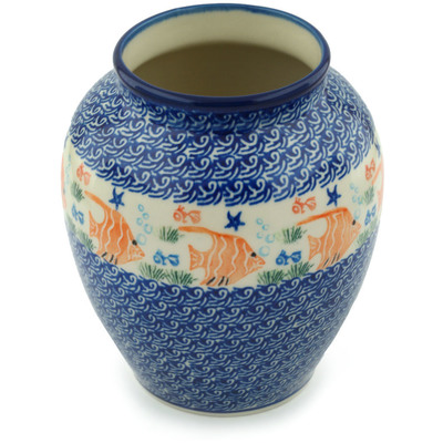 Polish Pottery Vase 7" Angel Fish
