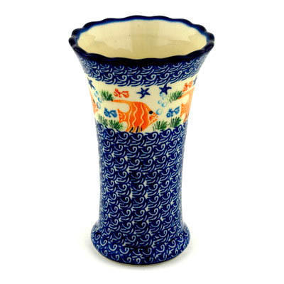 Polish Pottery Vase 7&quot; Angel Fish