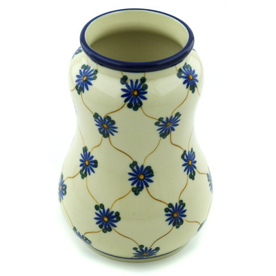 Polish Pottery Vase 7&quot; Aster Trellis