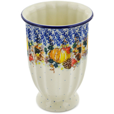 Polish Pottery Vase 7&quot; Autumn Falling Leaves UNIKAT