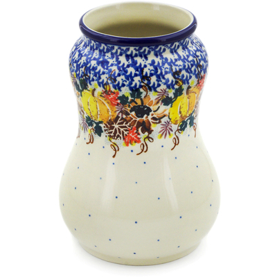 Polish Pottery Vase 7&quot; Autumn Falling Leaves UNIKAT