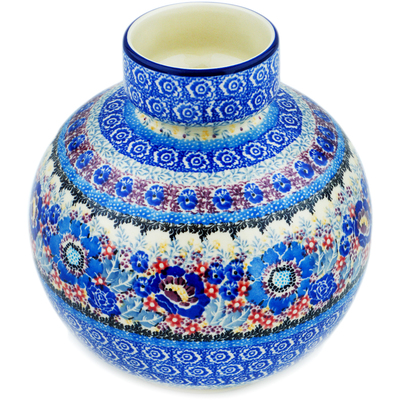 Polish Pottery Vase 7&quot; Beautiful Blues UNIKAT