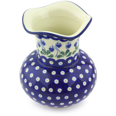 Polish Pottery Vase 7&quot; Bleeding Heart Peacock